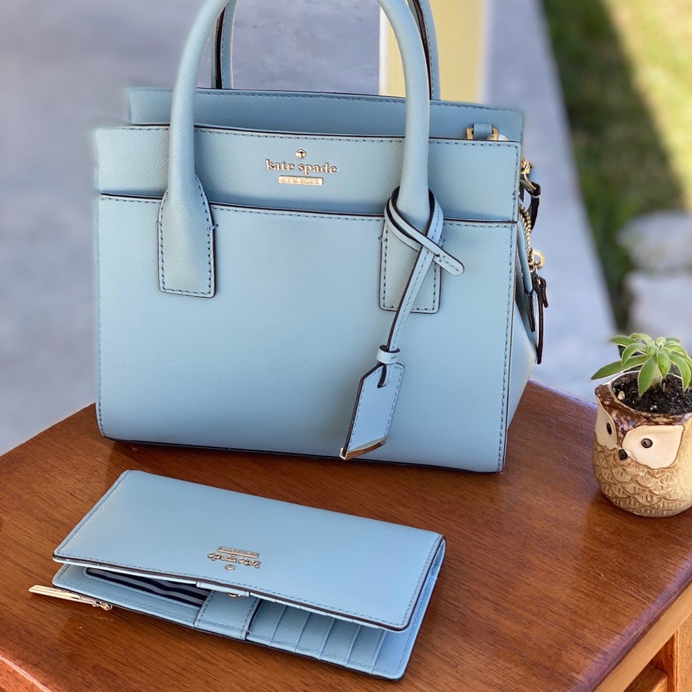 Blue Kate Spade crossbody with wallet